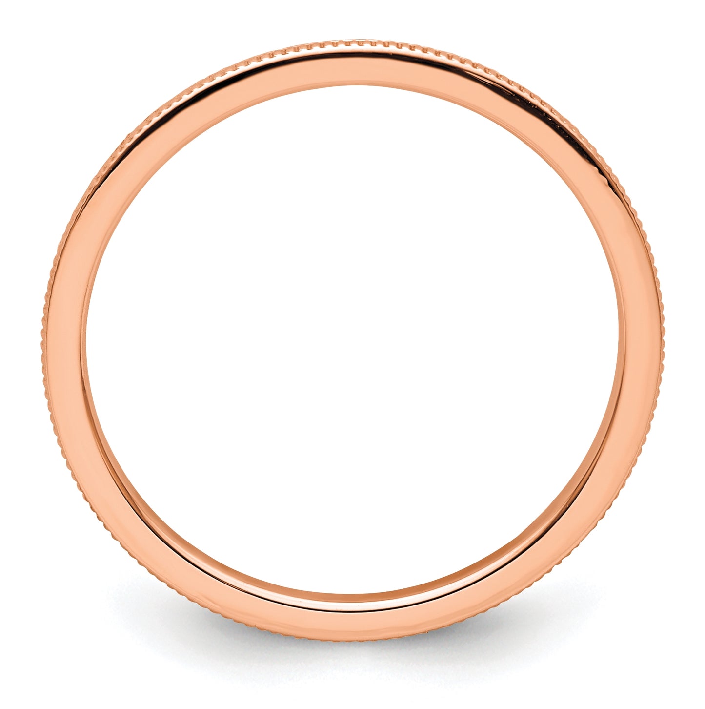 14K Rose Gold 1.2mm Milgrain Stackable Band Size 5.5