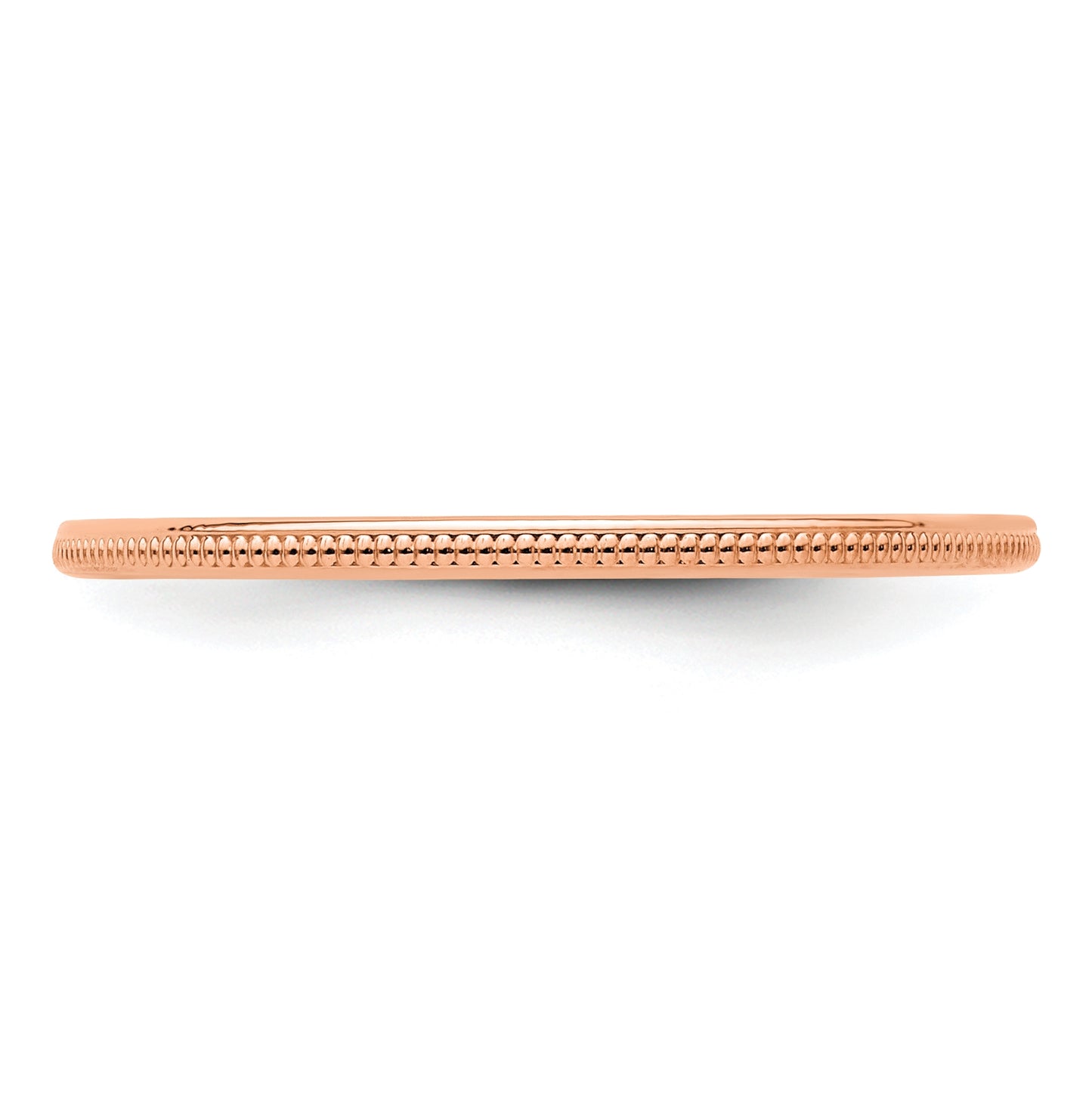 14K Rose Gold 1.2mm Milgrain Stackable Band Size 5