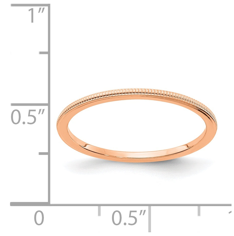 14K Rose Gold 1.2mm Milgrain Stackable Band Size 4.5