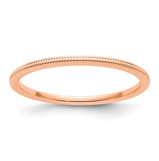 14K Rose Gold 1.2mm Milgrain Stackable Band Size 5
