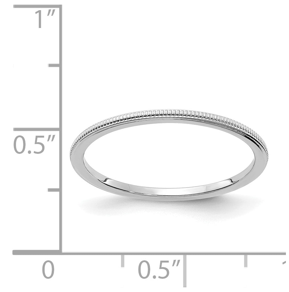 14K White Gold 1.2mm Milgrain Stackable Band Size 5