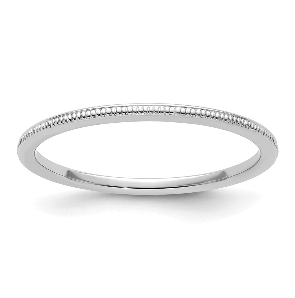 14K White Gold 1.2mm Milgrain Stackable Band Size 4.5