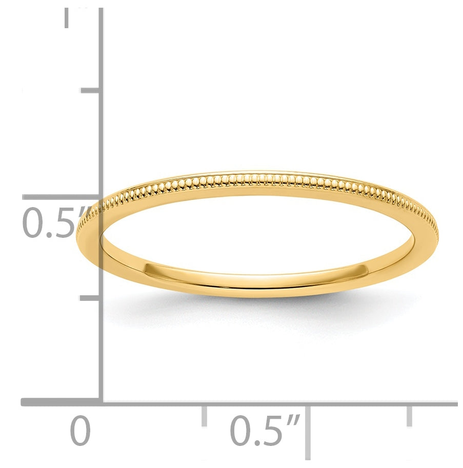 14K Yellow Gold 1.2mm Milgrain Stackable Band Size 5