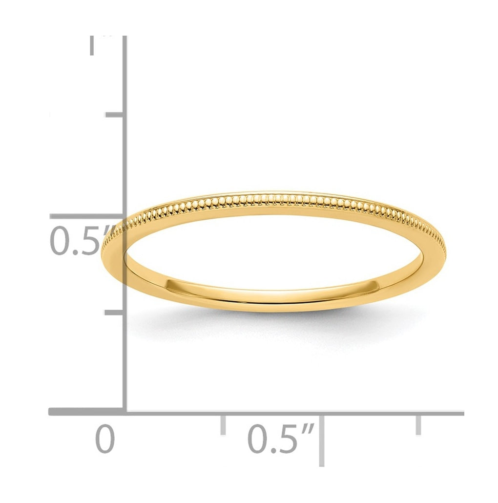 14K Yellow Or White Or Rose Gold 1.2mm Milgrain Stackable Band