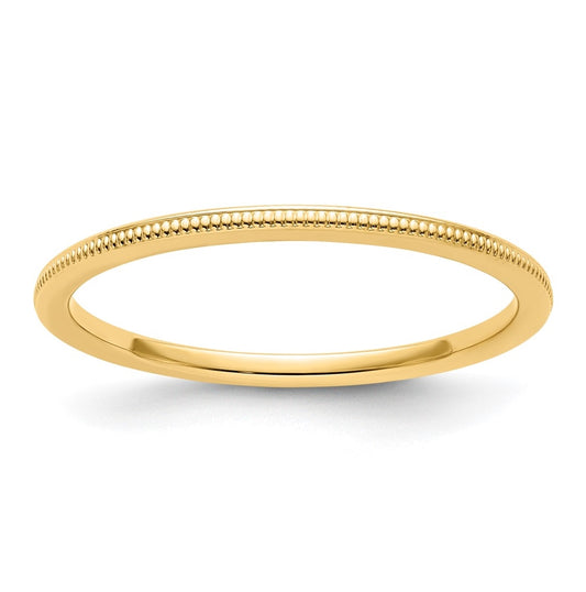 14K Yellow Gold 1.2mm Milgrain Stackable Band Size 4