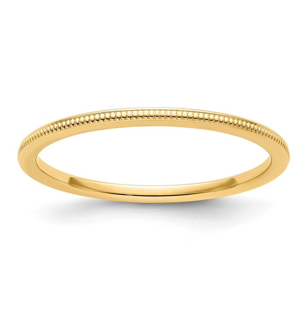14K Yellow Or White Or Rose Gold 1.2mm Milgrain Stackable Band