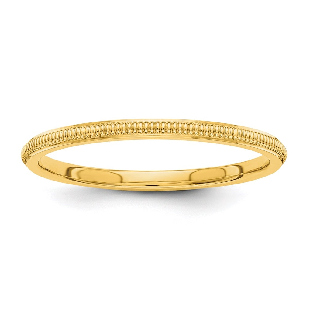 14k Yellow Gold 1.5mm Milgrain Stackable Band Size 4.5