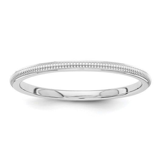 14k White Gold 1.5mm Milgrain Stackable Band Size 4