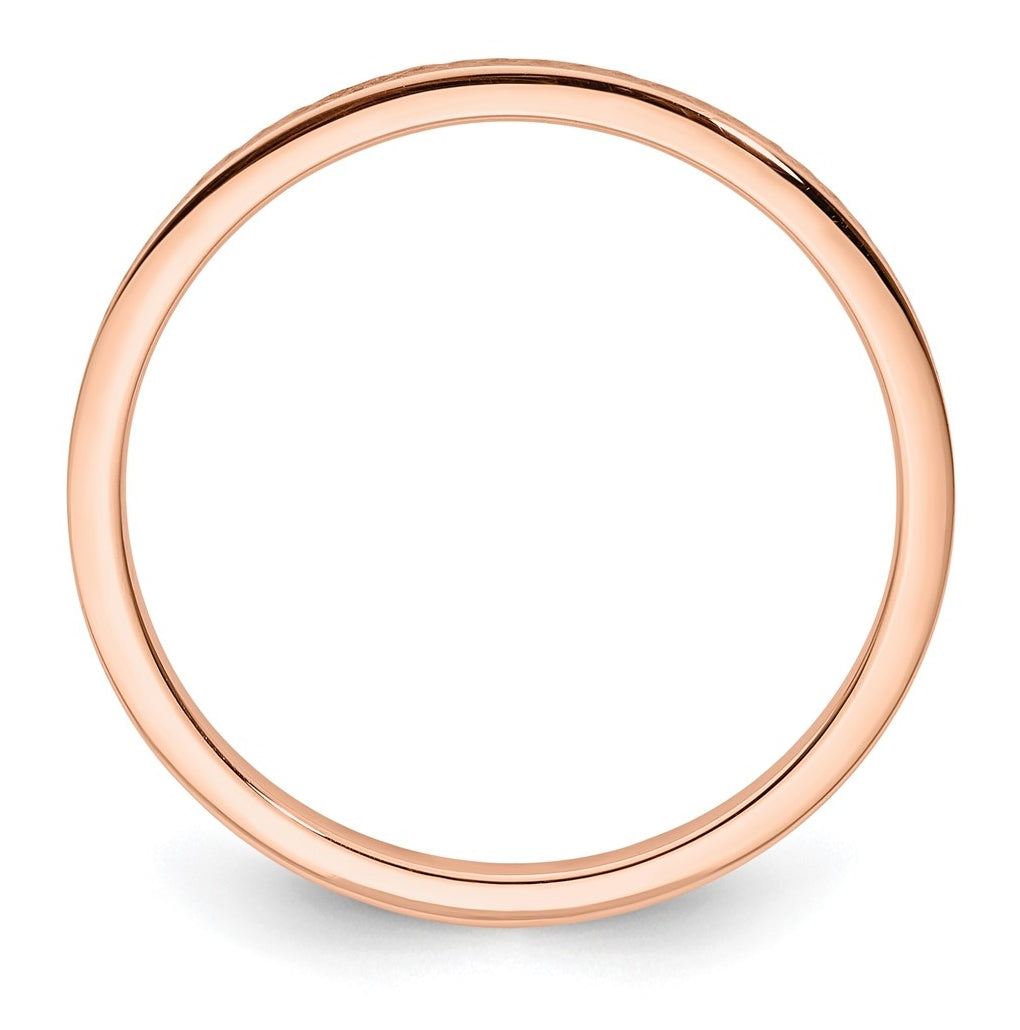 14K Yellow Or White Or Rose Gold 1.2mm Criss-Cross Pattern Stackable Band