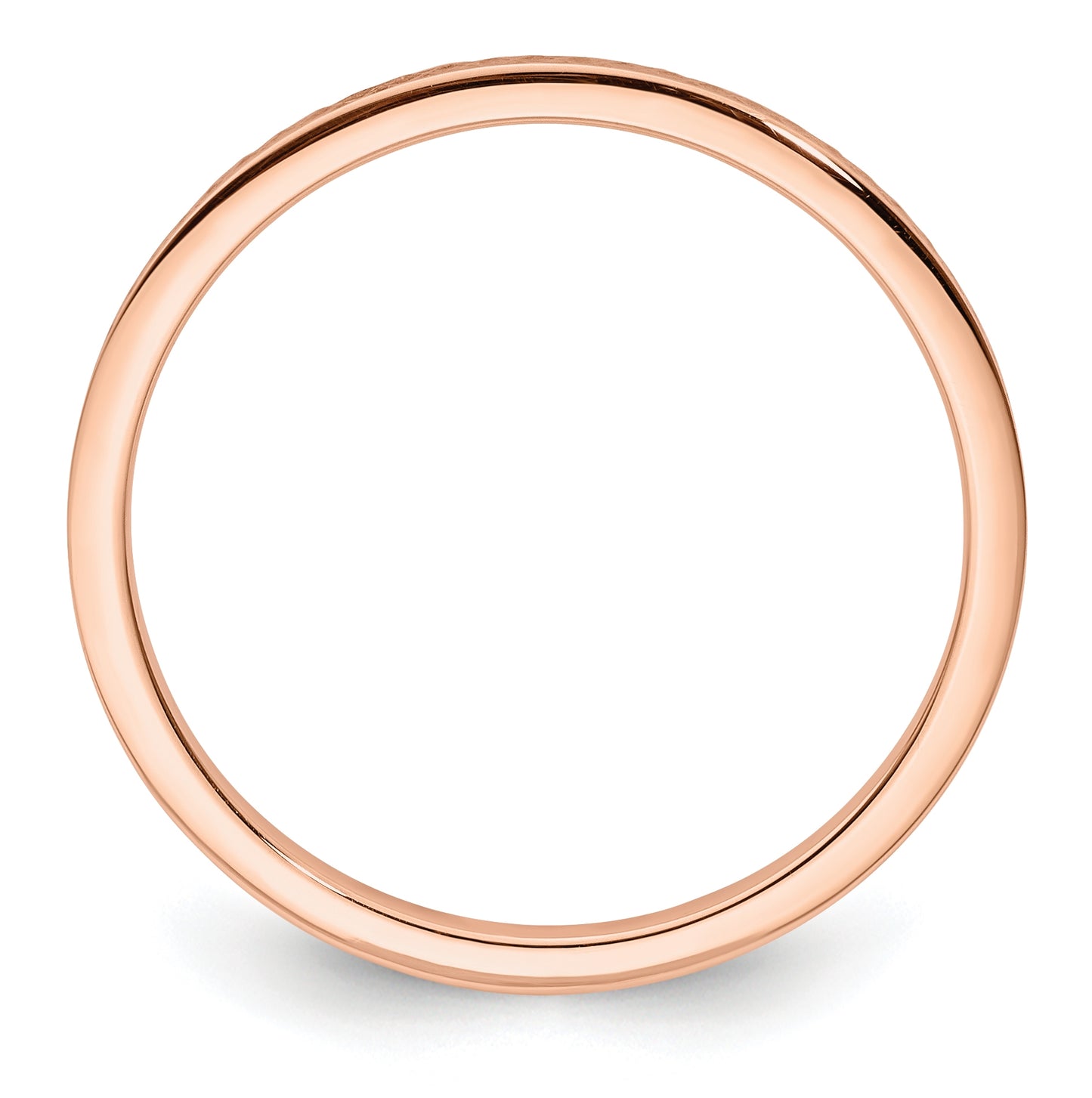 14K Rose Gold 1.2mm Criss-Cross Pattern Stackable Band Size 5.5