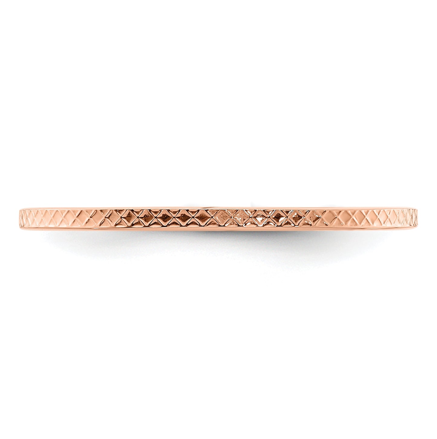14K Rose Gold 1.2mm Criss-Cross Pattern Stackable Band Size 5