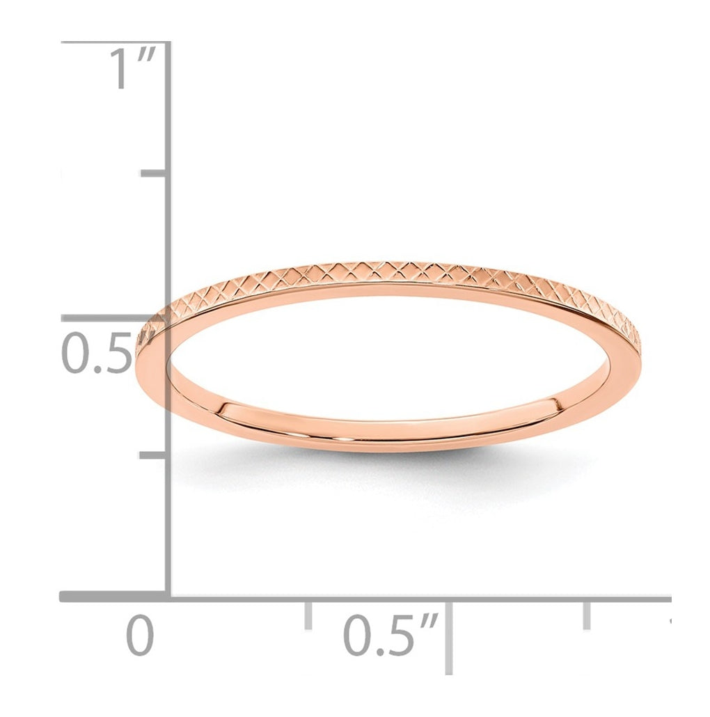 14K Yellow Or White Or Rose Gold 1.2mm Criss-Cross Pattern Stackable Band