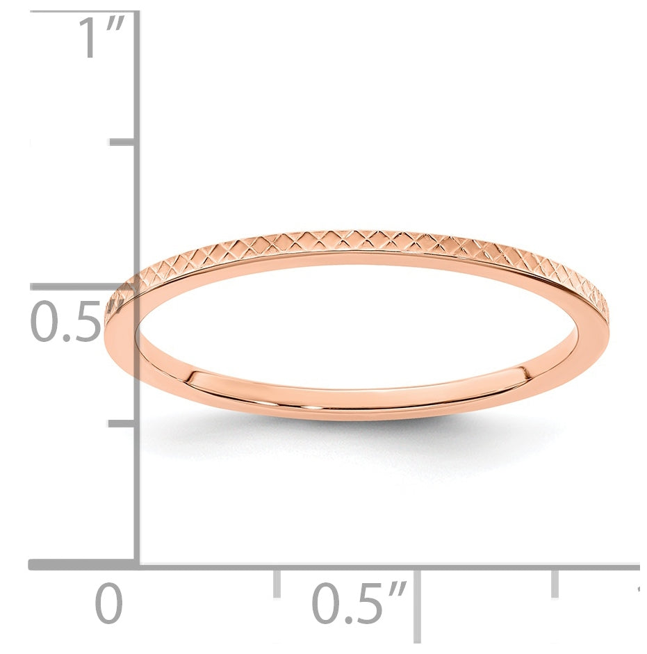14K Rose Gold 1.2mm Criss-Cross Pattern Stackable Band Size 5.5