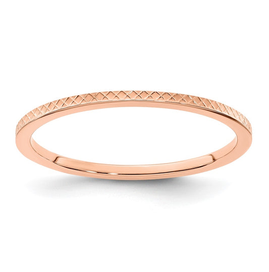 14K Rose Gold 1.2mm Criss-Cross Pattern Stackable Band Size 5