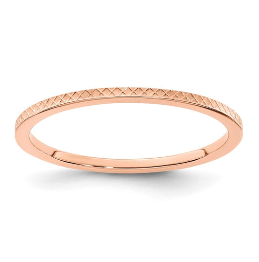 14K Yellow Or White Or Rose Gold 1.2mm Criss-Cross Pattern Stackable Band