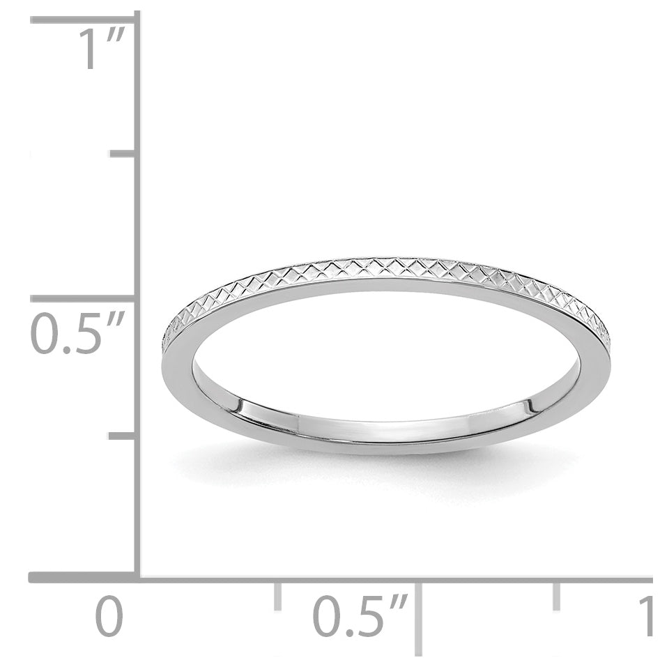 14K White Gold 1.2mm Criss-Cross Pattern Stackable Band Size 5