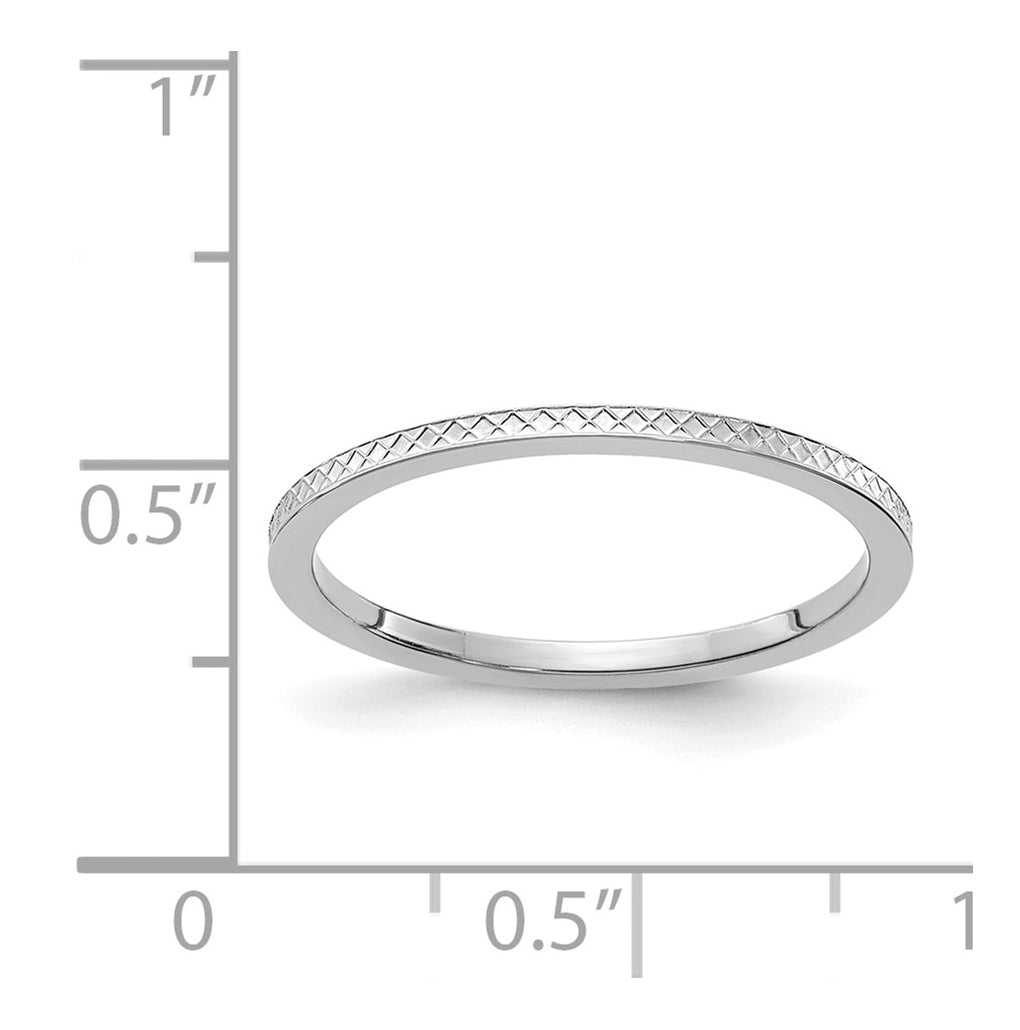 14K Yellow Or White Or Rose Gold 1.2mm Criss-Cross Pattern Stackable Band