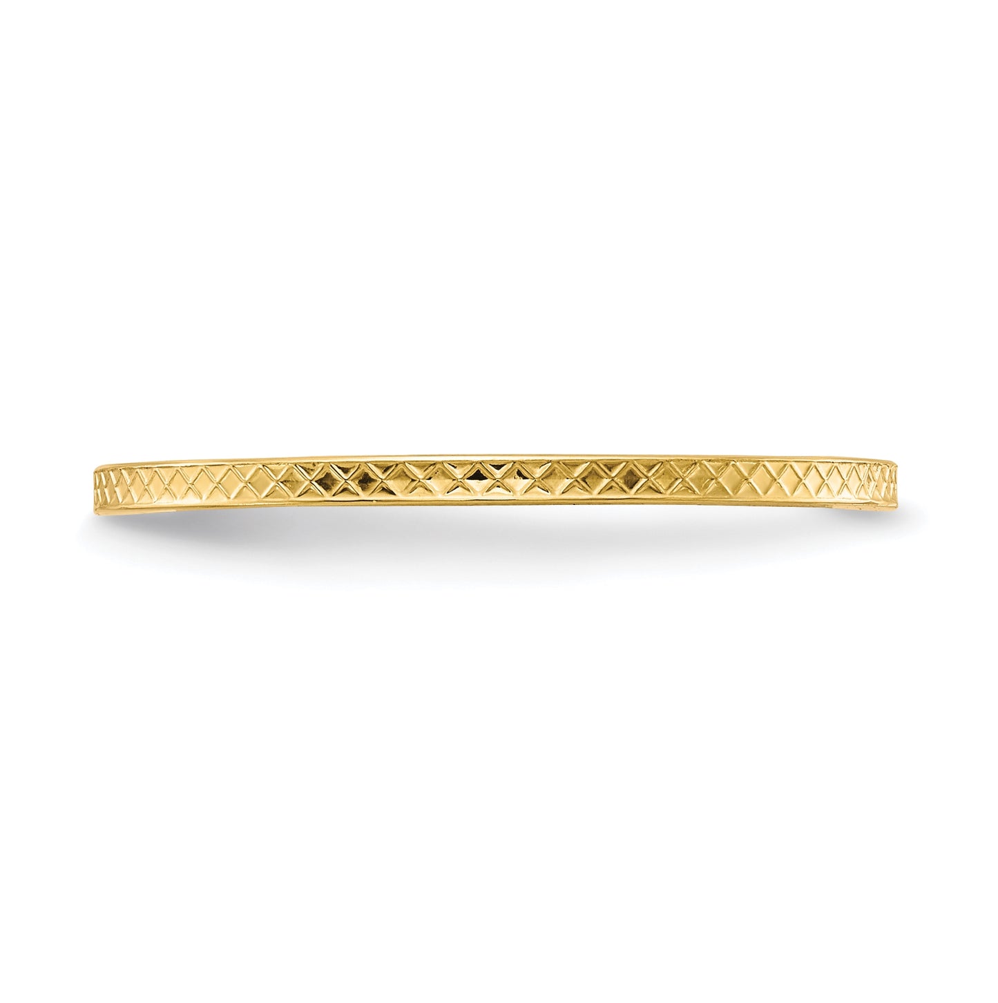 14K Yellow Gold 1.2mm Criss-Cross Pattern Stackable Band Size 5