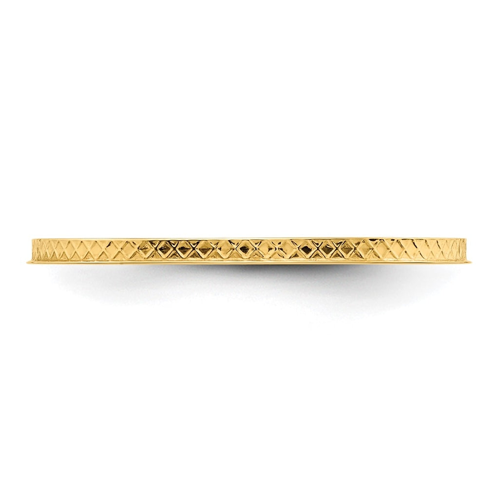 14K Yellow Or White Or Rose Gold 1.2mm Criss-Cross Pattern Stackable Band