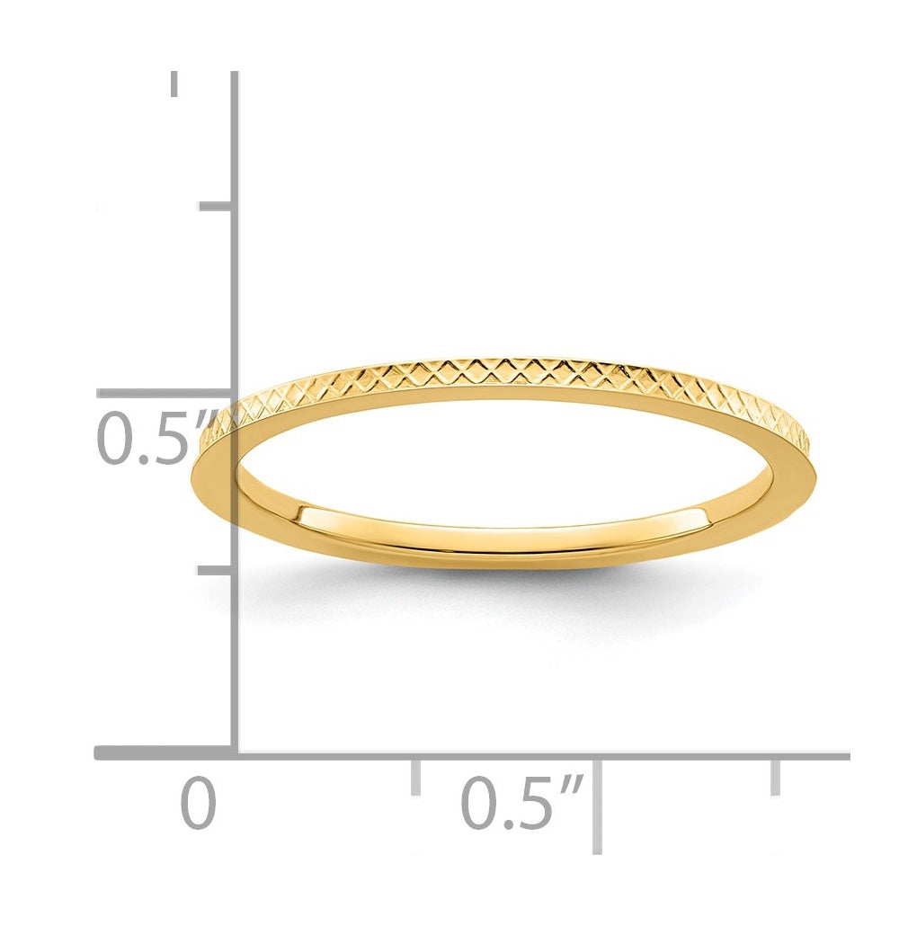 14K Yellow Or White Or Rose Gold 1.2mm Criss-Cross Pattern Stackable Band
