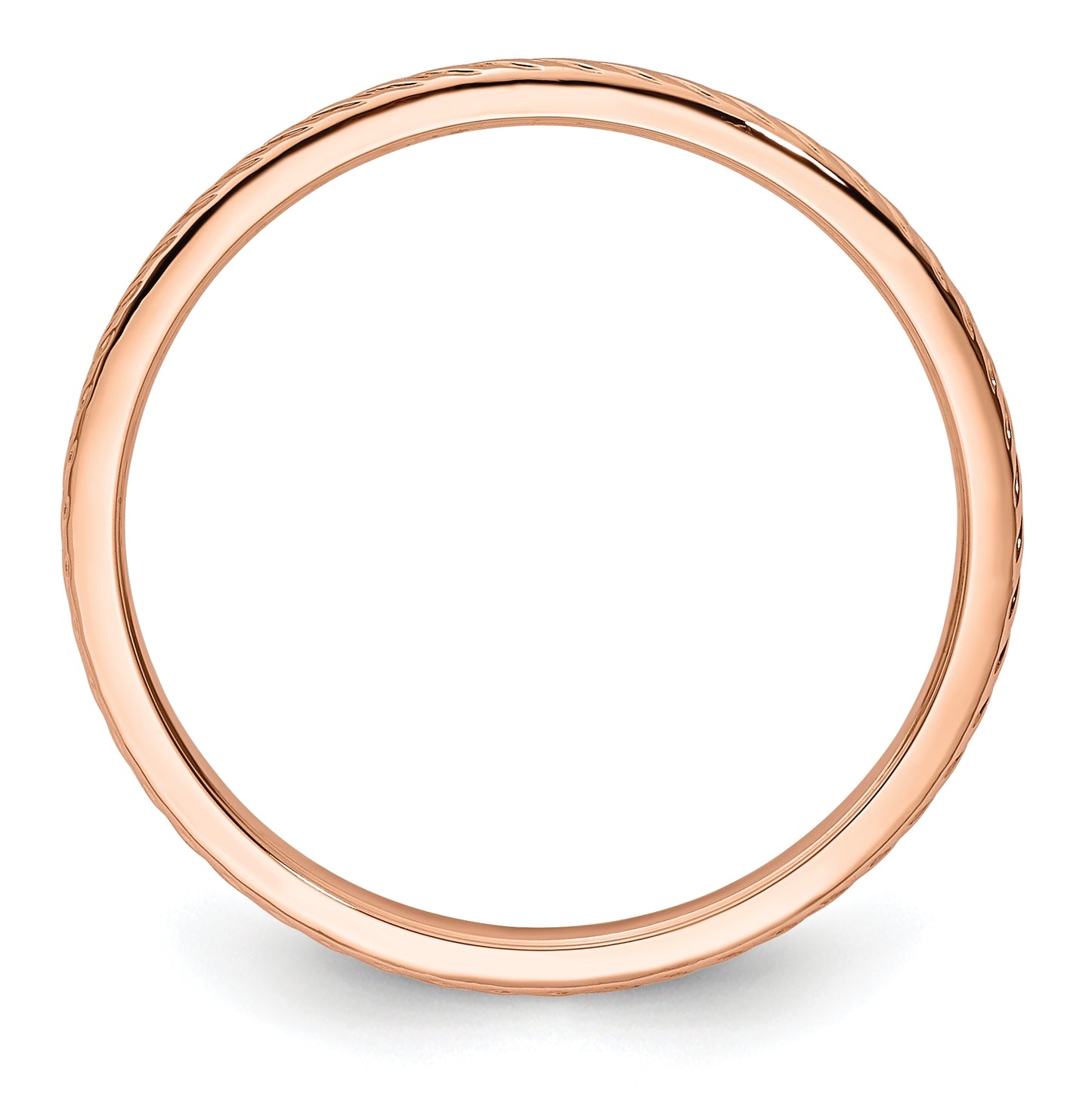 14K Rose Gold 1.2mm Twisted Wire Pattern Stackable Band Size 5