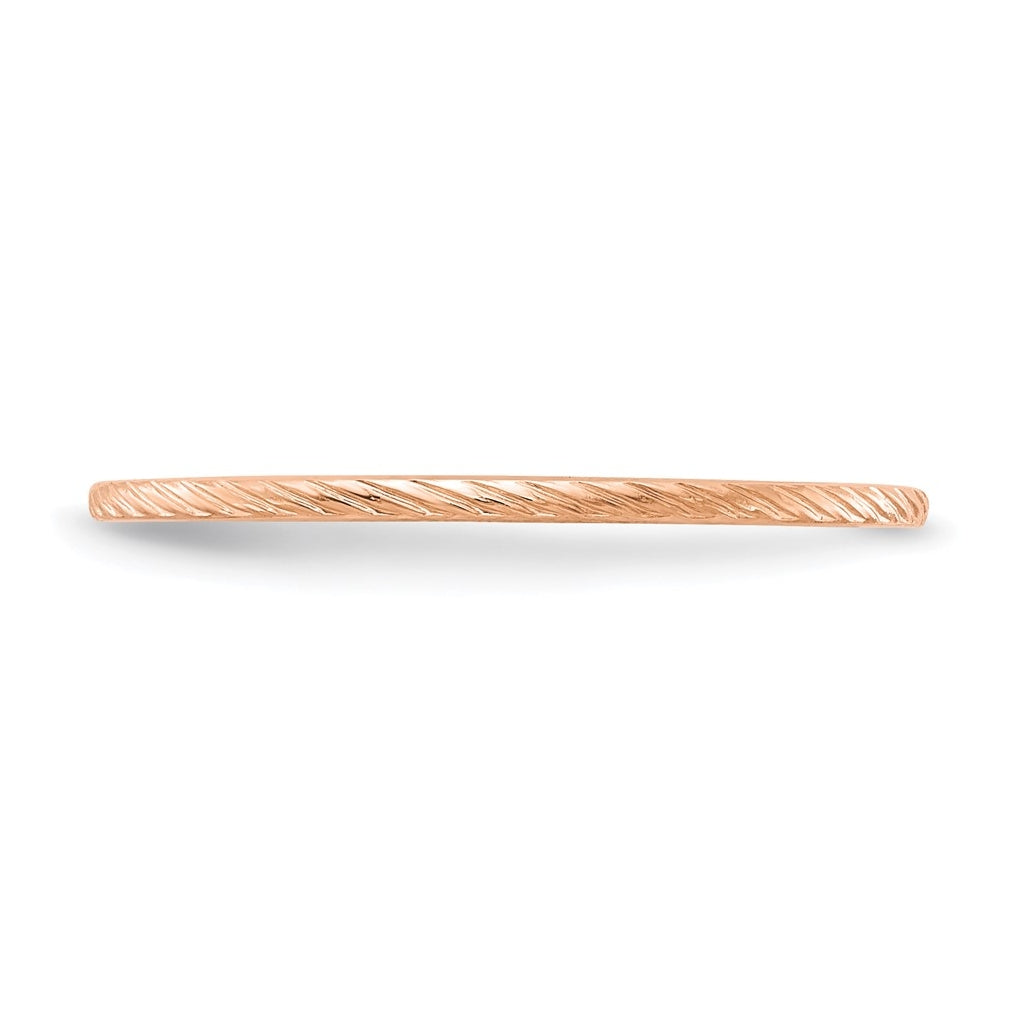 14K Yellow Or White Or Rose Gold 1.2mm Twisted Wire Pattern Stackable Band