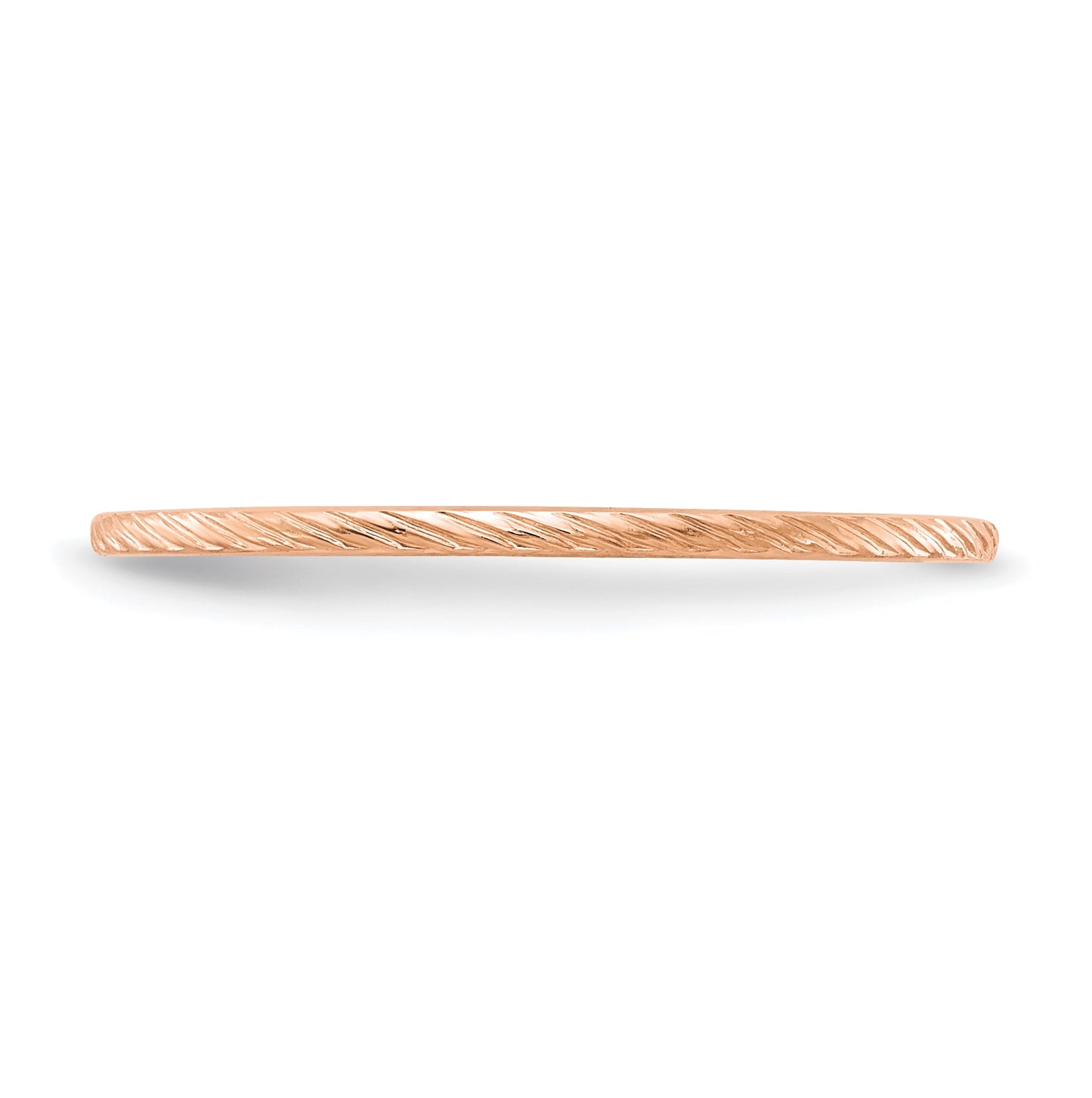 14K Rose Gold 1.2mm Twisted Wire Pattern Stackable Band Size 5