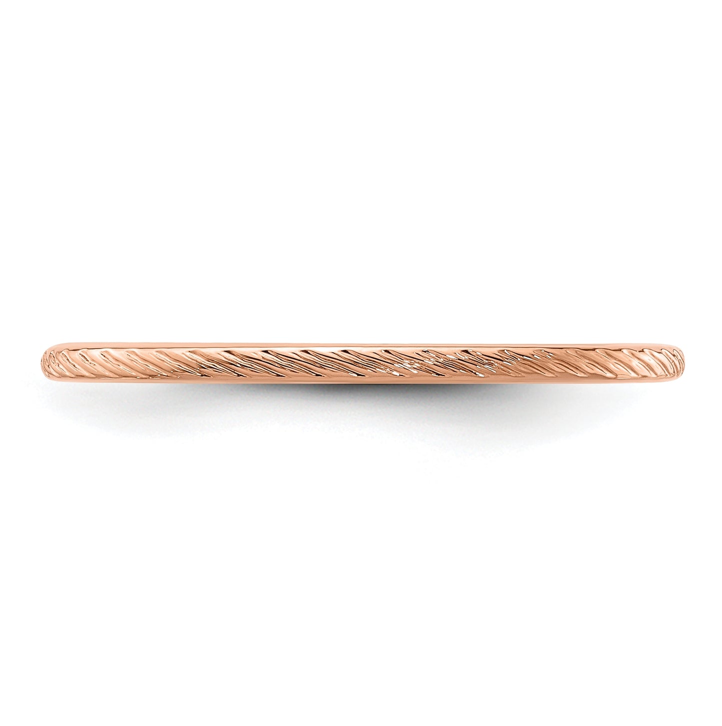 14K Rose Gold 1.2mm Twisted Wire Pattern Stackable Band Size 5