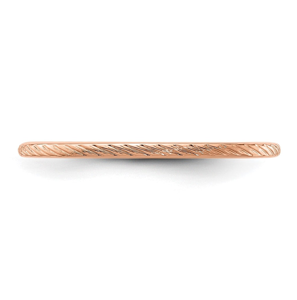 14K Yellow Or White Or Rose Gold 1.2mm Twisted Wire Pattern Stackable Band
