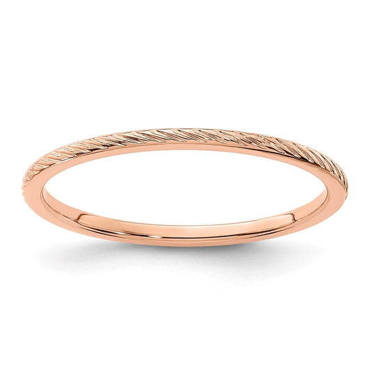 14K Rose Gold 1.2mm Twisted Wire Pattern Stackable Band Size 5