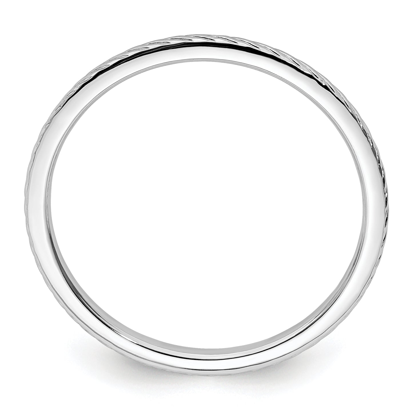 14K White Gold 1.2mm Twisted Wire Pattern Stackable Band Size 5