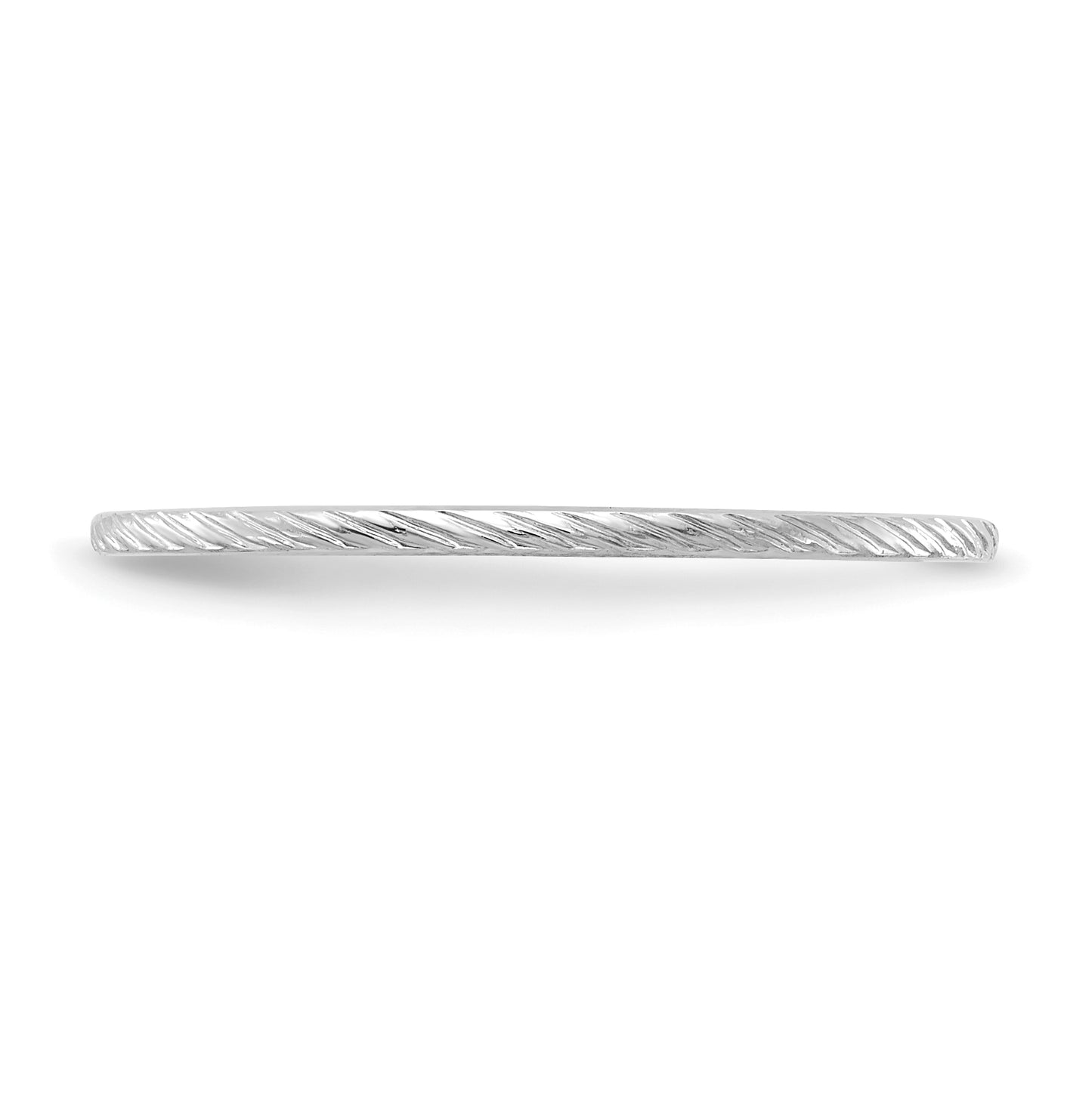 14K White Gold 1.2mm Twisted Wire Pattern Stackable Band Size 5