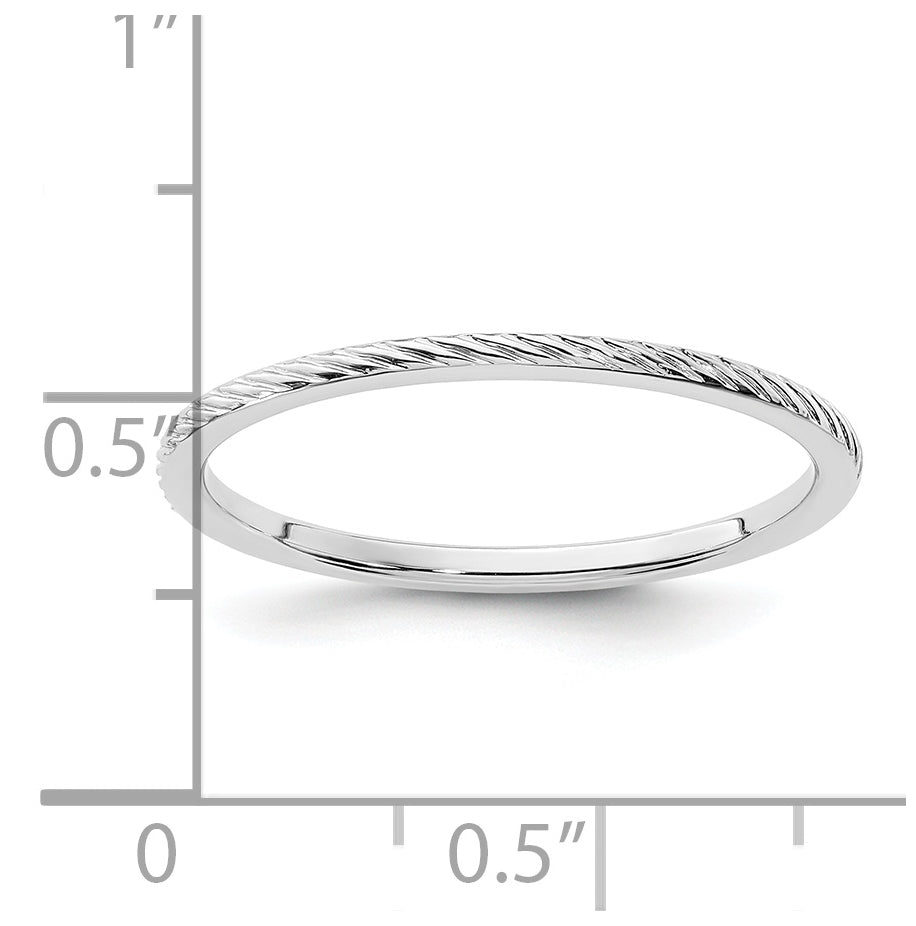 14K White Gold 1.2mm Twisted Wire Pattern Stackable Band Size 5