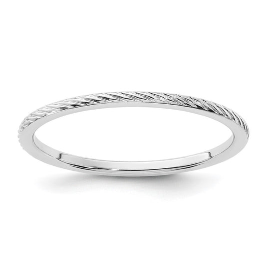 14K White Gold 1.2mm Twisted Wire Pattern Stackable Band Size 4.5