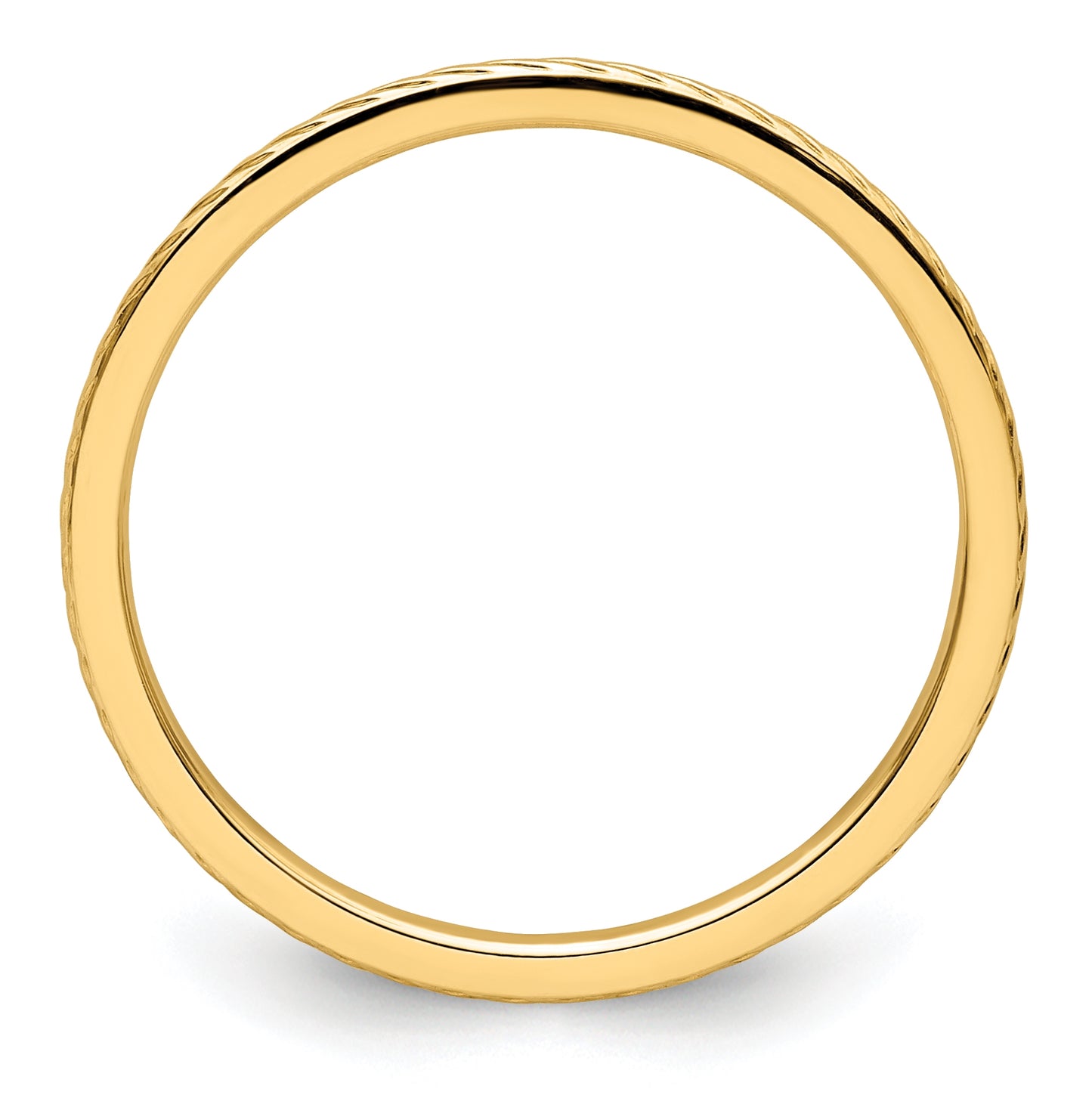 14K Yellow Gold 1.2mm Twisted Wire Pattern Stackable Band Size 5.5