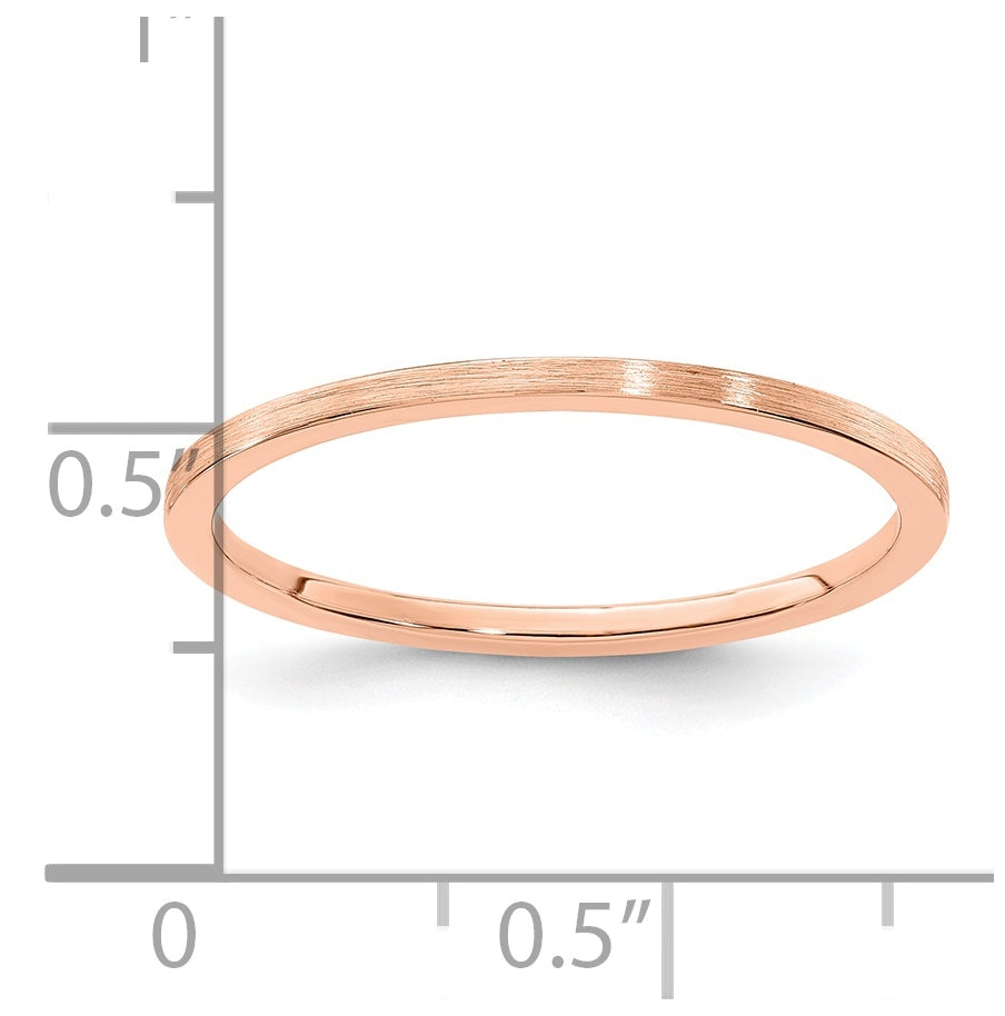14K Rose Gold 1.2mm Flat Satin Stackable Band Size 4.5