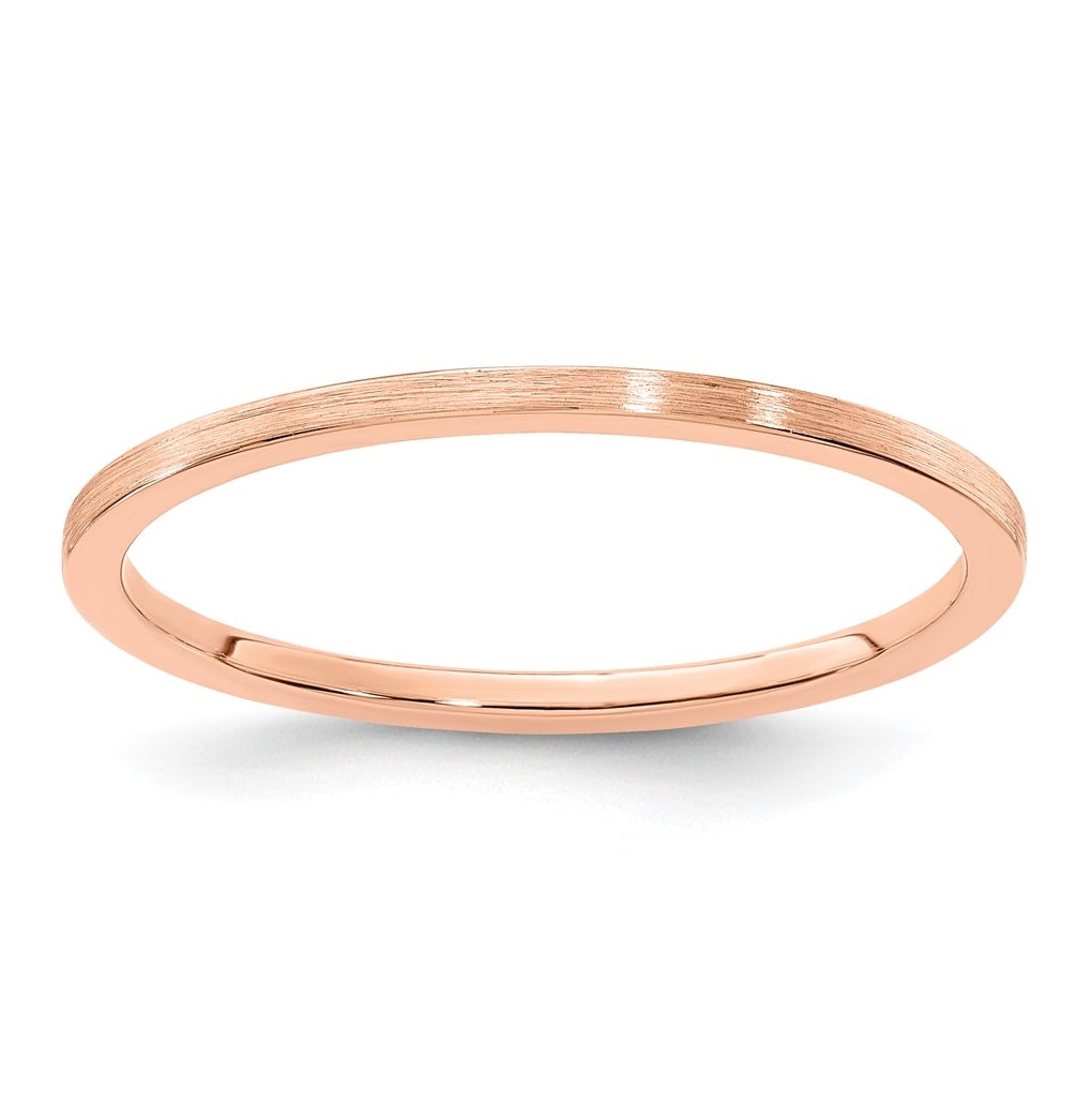 14K Rose Gold 1.2mm Flat Satin Stackable Band Size 4.5