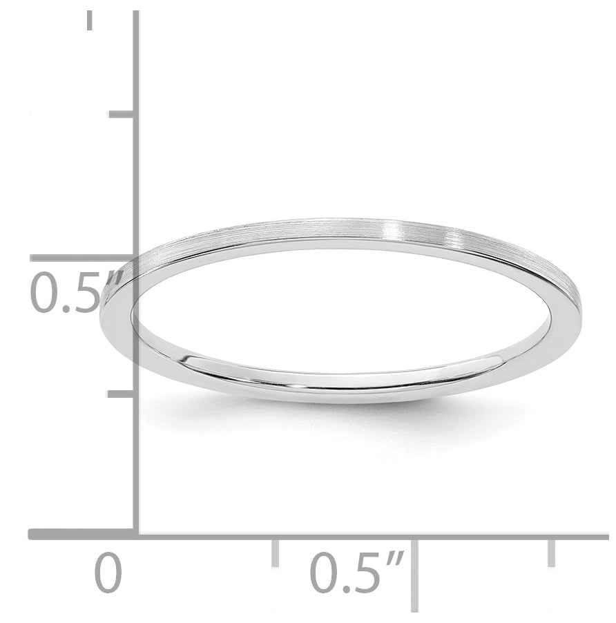 14K White Gold 1.2mm Flat Satin Stackable Band Size 4