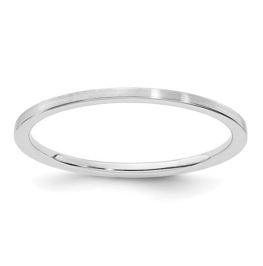 14K White Gold 1.2mm Flat Satin Stackable Band Size 5