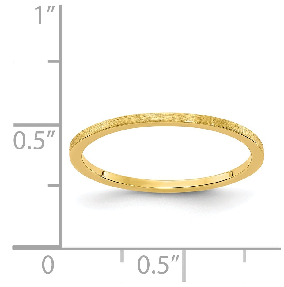 14K Yellow Gold 1.2mm Flat Satin Stackable Band Size 4