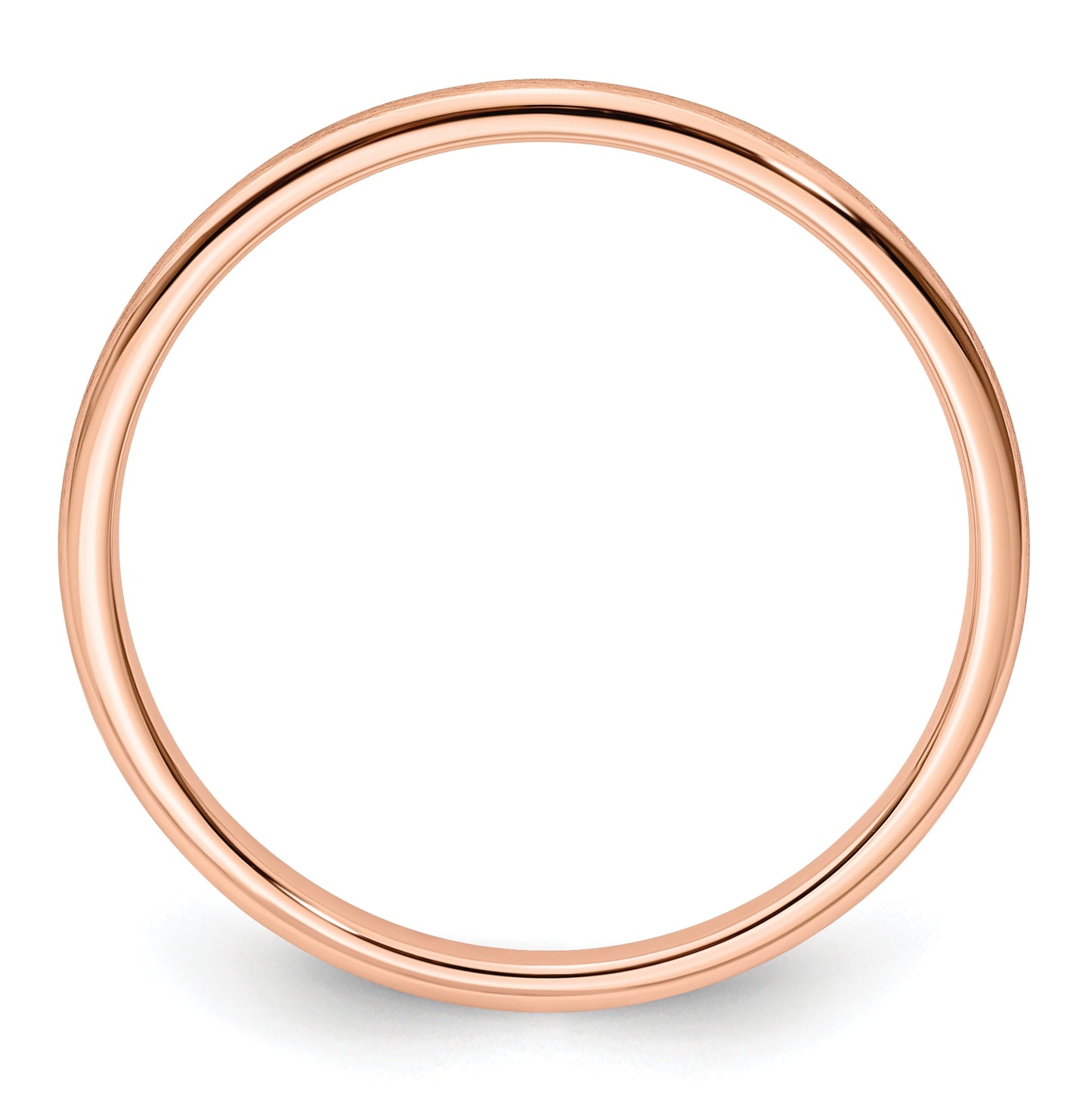 14K Rose Gold 1.2mm Half Round Satin Stackable Band Size 4.5