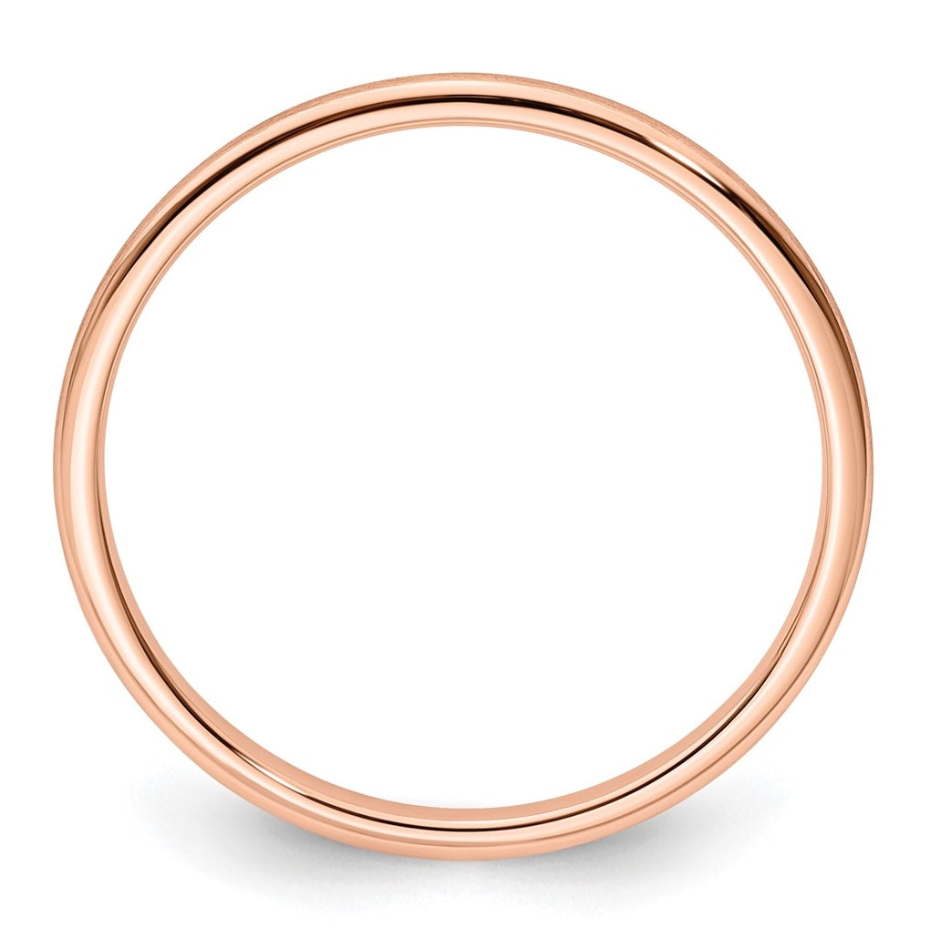 14K Yellow Or White Or Rose Gold Half Round Satin Stackable Band