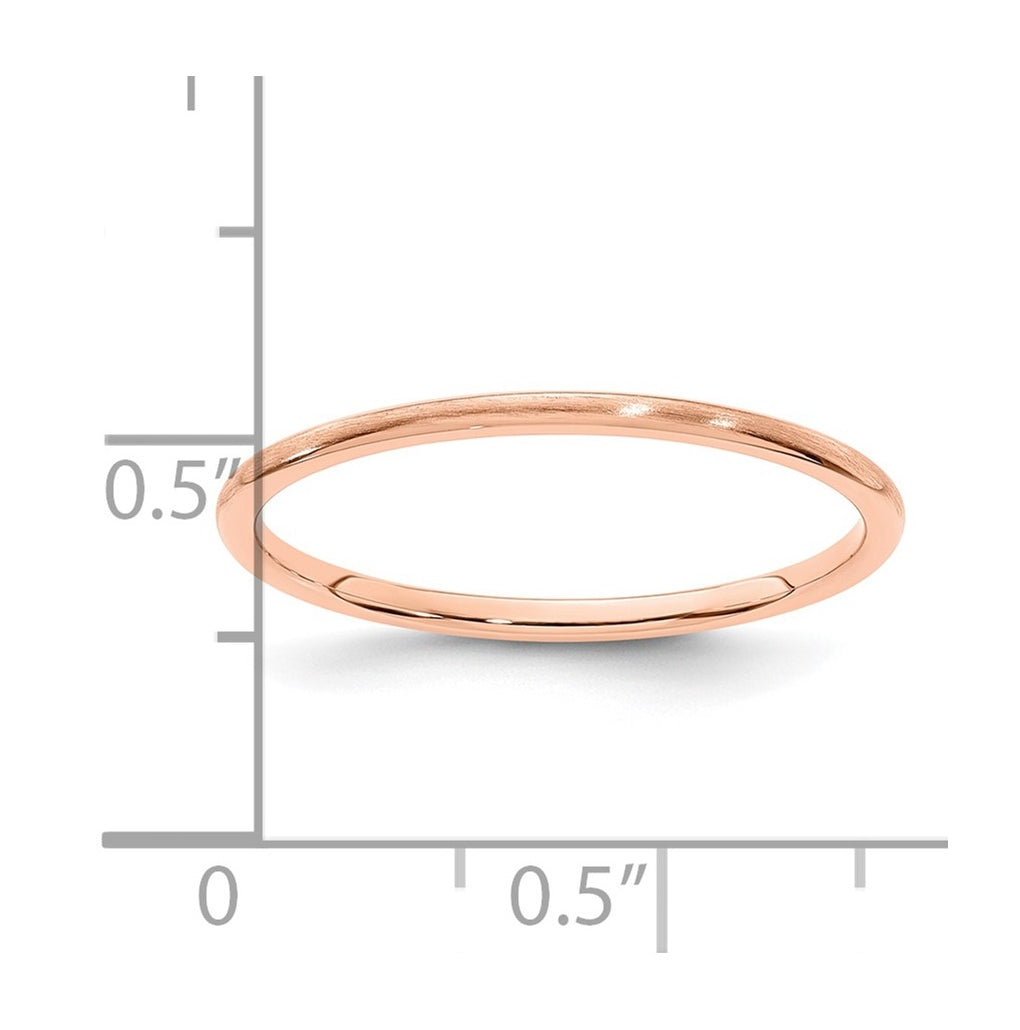 14K Yellow Or White Or Rose Gold Half Round Satin Stackable Band