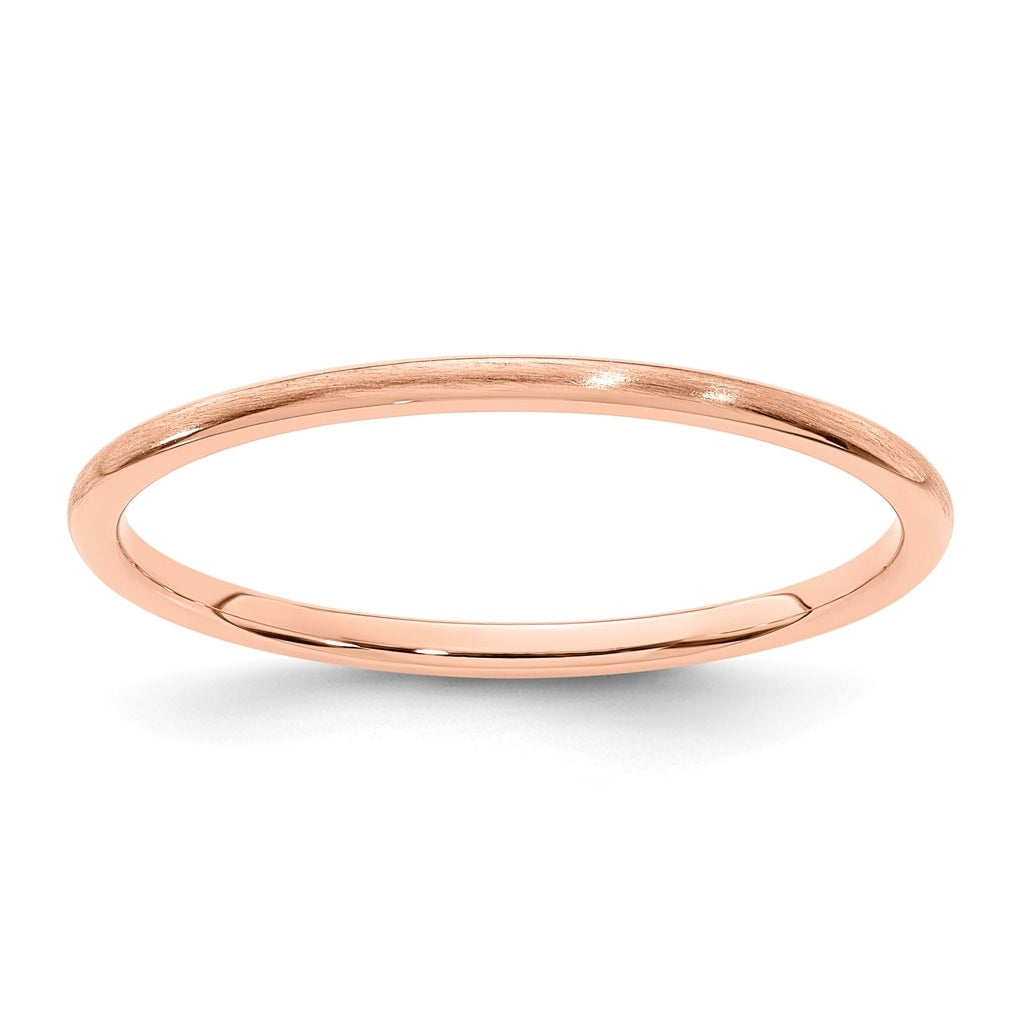 14K Rose Gold 1.2mm Half Round Satin Stackable Band Size 4.5