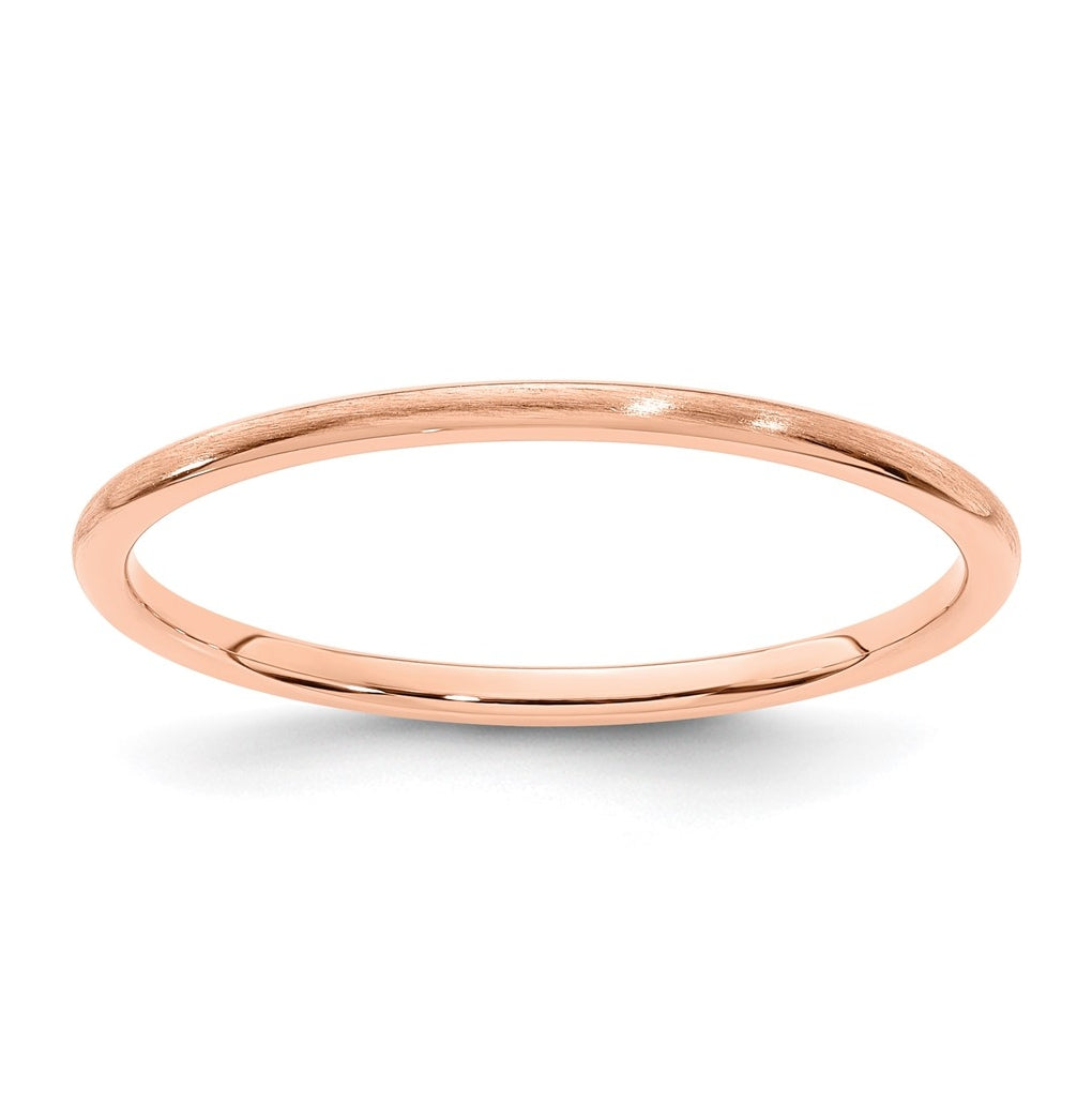 14K Yellow Or White Or Rose Gold Half Round Satin Stackable Band