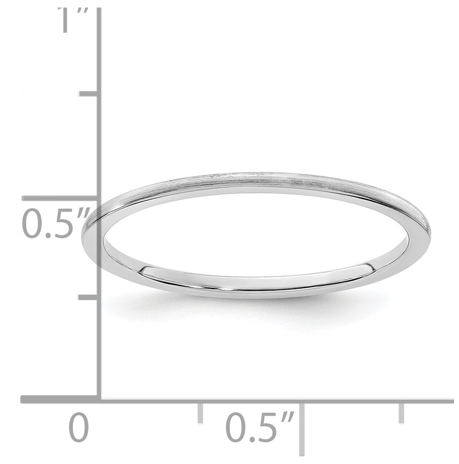 14K White Gold 1.2mm Half Round Satin Stackable Band Size 4.5