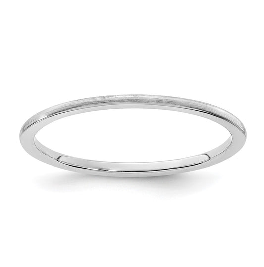 14K White Gold 1.2mm Half Round Satin Stackable Band Size 4
