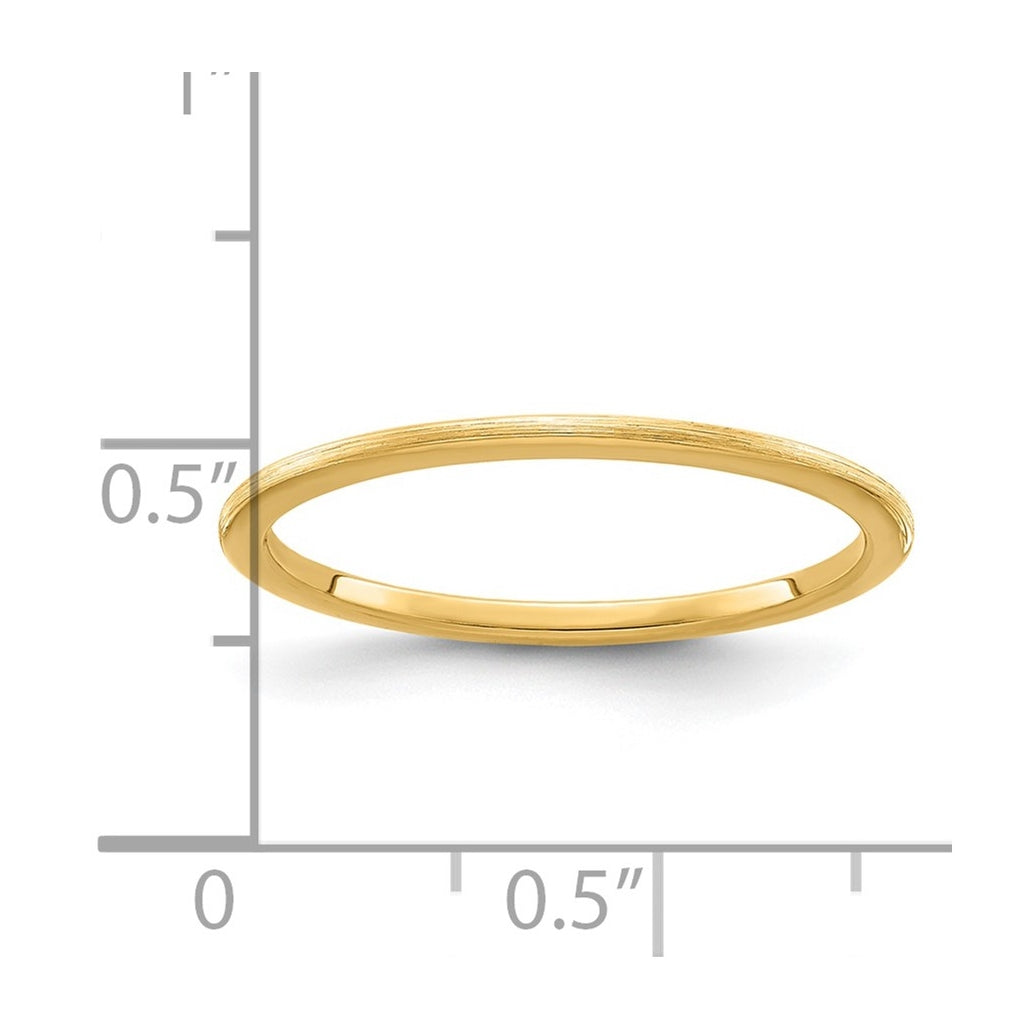 14K Yellow Or White Or Rose Gold Half Round Satin Stackable Band