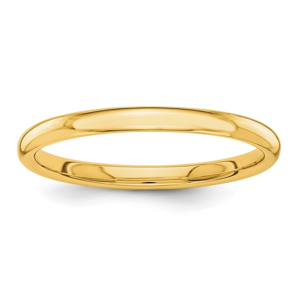 14K Yellow Gold Polished 2mm Stackable Band Size 4