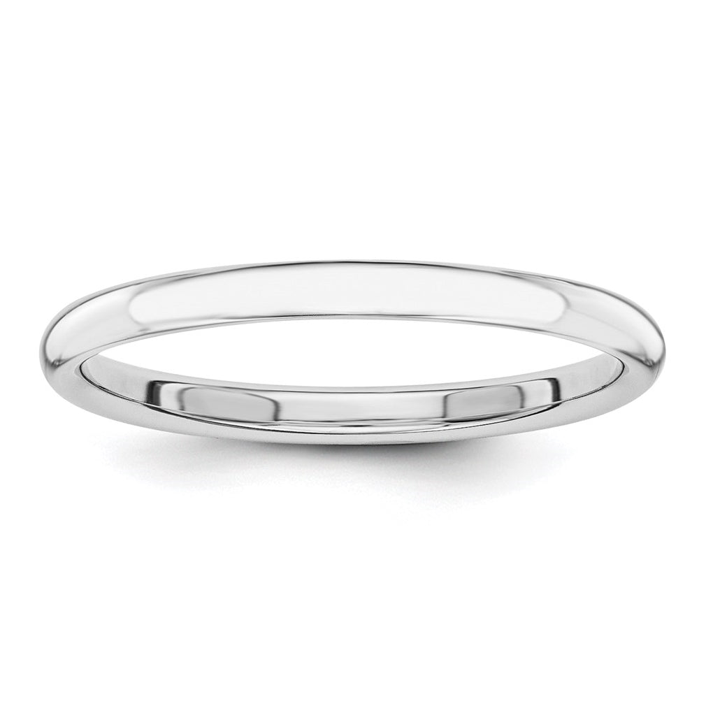 14k White Gold Polished 2mm Stackable Band Size 5.5